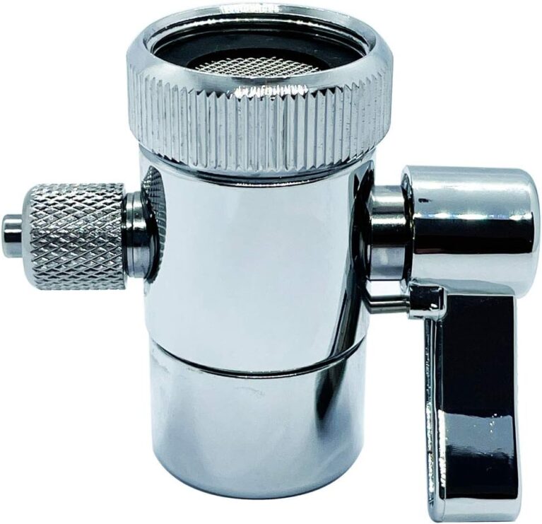 Kitchen Sink Faucet Water Filter Diverter Valve for Push on 1/4 inch Tubing Replacement Part Adapter with M22 X M24 Connector,Brass Body,Chrome Plated Made In Taiwan