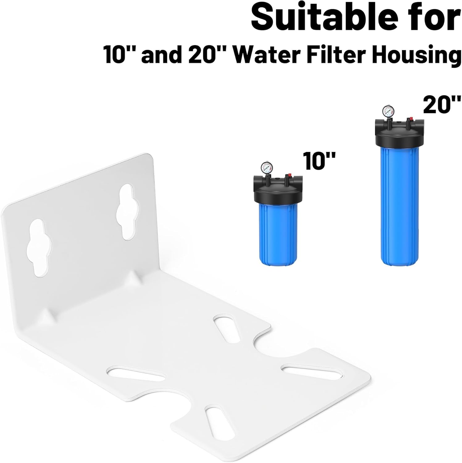 Mounting Bracket for 10" and 20" Water Filter, Metal Housing Fixed Bracket for 10" and 20" Water Filter, White - Image 3
