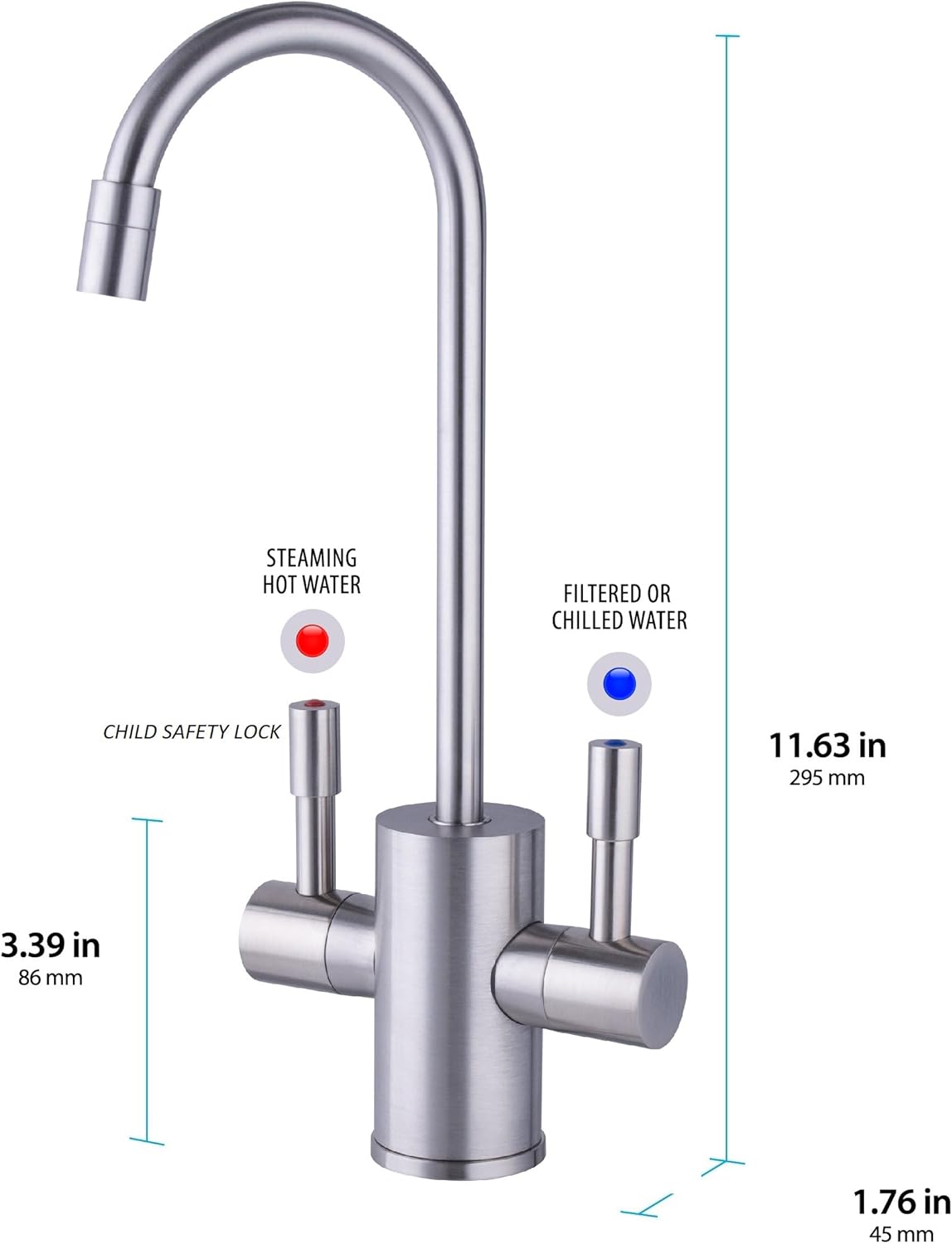 American Standard ASH-110 Hot Water Dispenser, Includes Brushed Nickel Dual Handle Water Faucet 780 Watts, 110v - Image 7