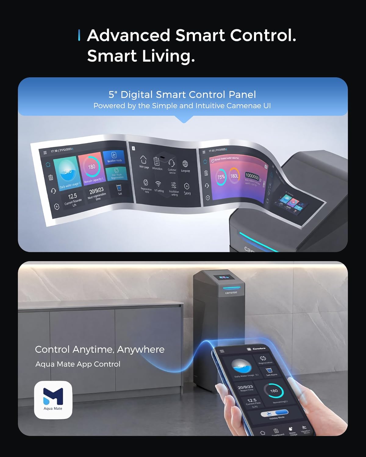 Water Softener System, 40,000 Grain Smart Whole House Water Softener with 5" Touchscreen, App Control, Up-Flow Regeneration, Salt Reminder & Vacation Mode, CS32-1035 - Image 5
