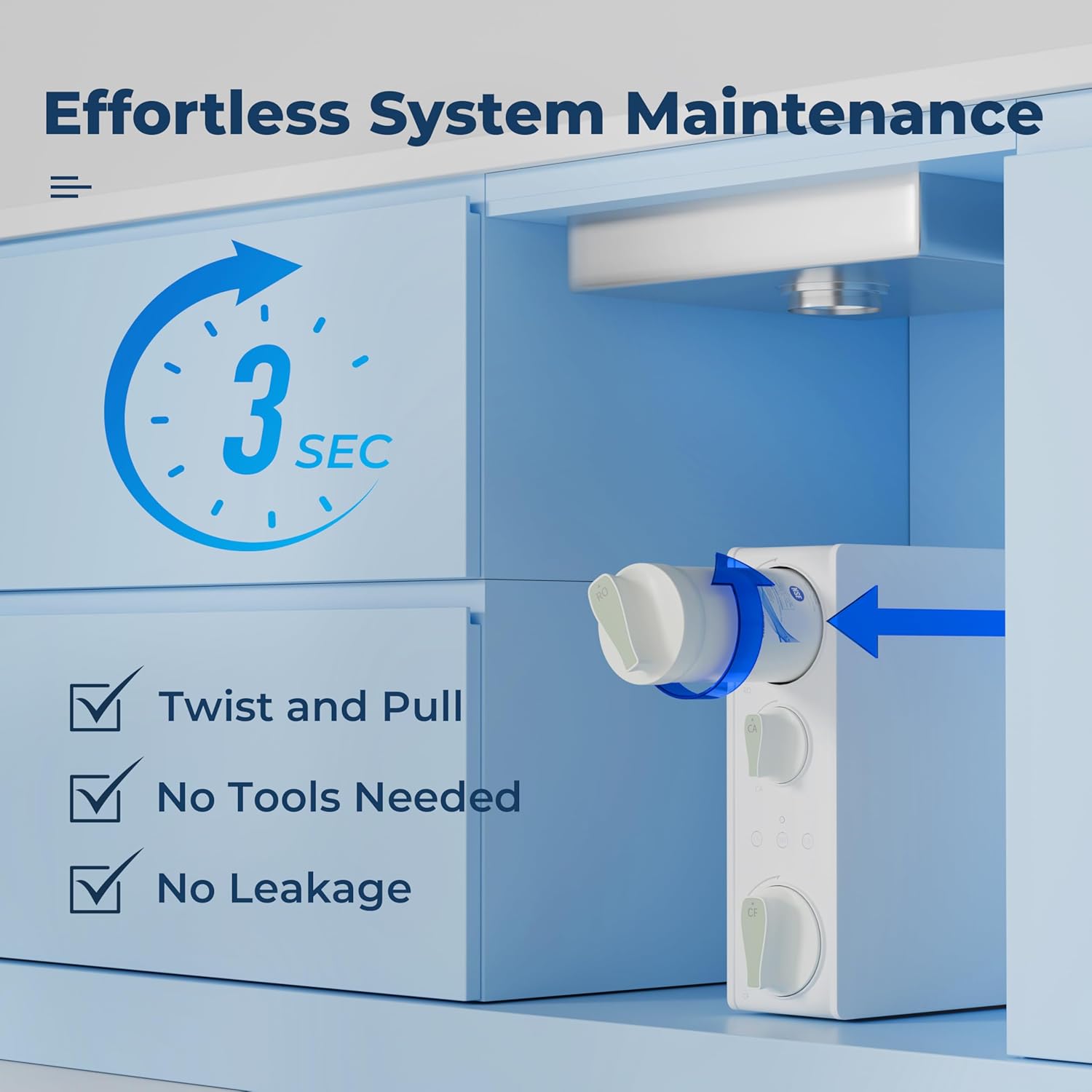 iSpring RO500AK-BN Reverse Osmosis Water Filter, NSF 58 Certified, 500 GPD Tankless Under Sink RO System, Natural pH Alkaline Remineralization, 2:1 Pure to Drain Ratio, Brushed Nickel Faucet - Image 7