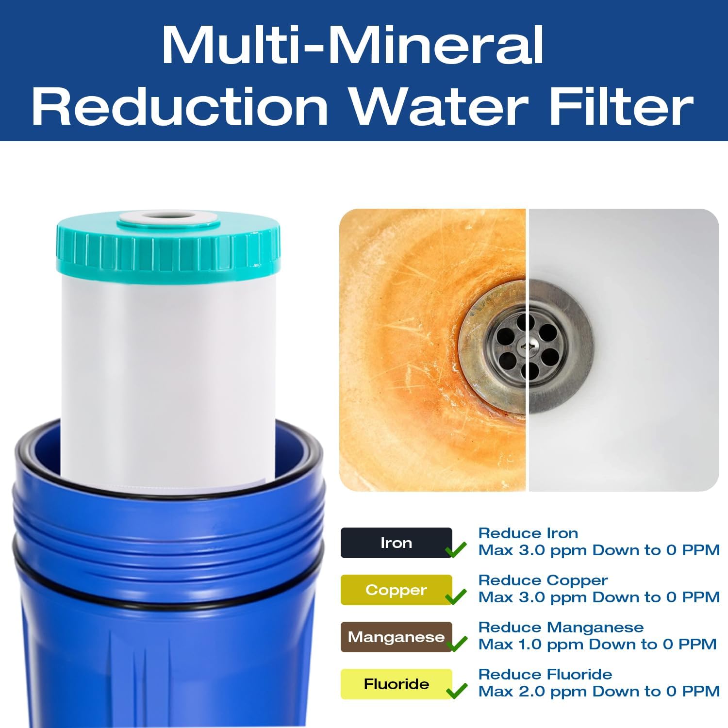 H&G Lifestyles Iron & Manganese Water Filter Cartridge for Well Water,4.5 x 20 Whole House Water Filtration System,Compatible with 20 Inches Water Filter Housing - Image 4