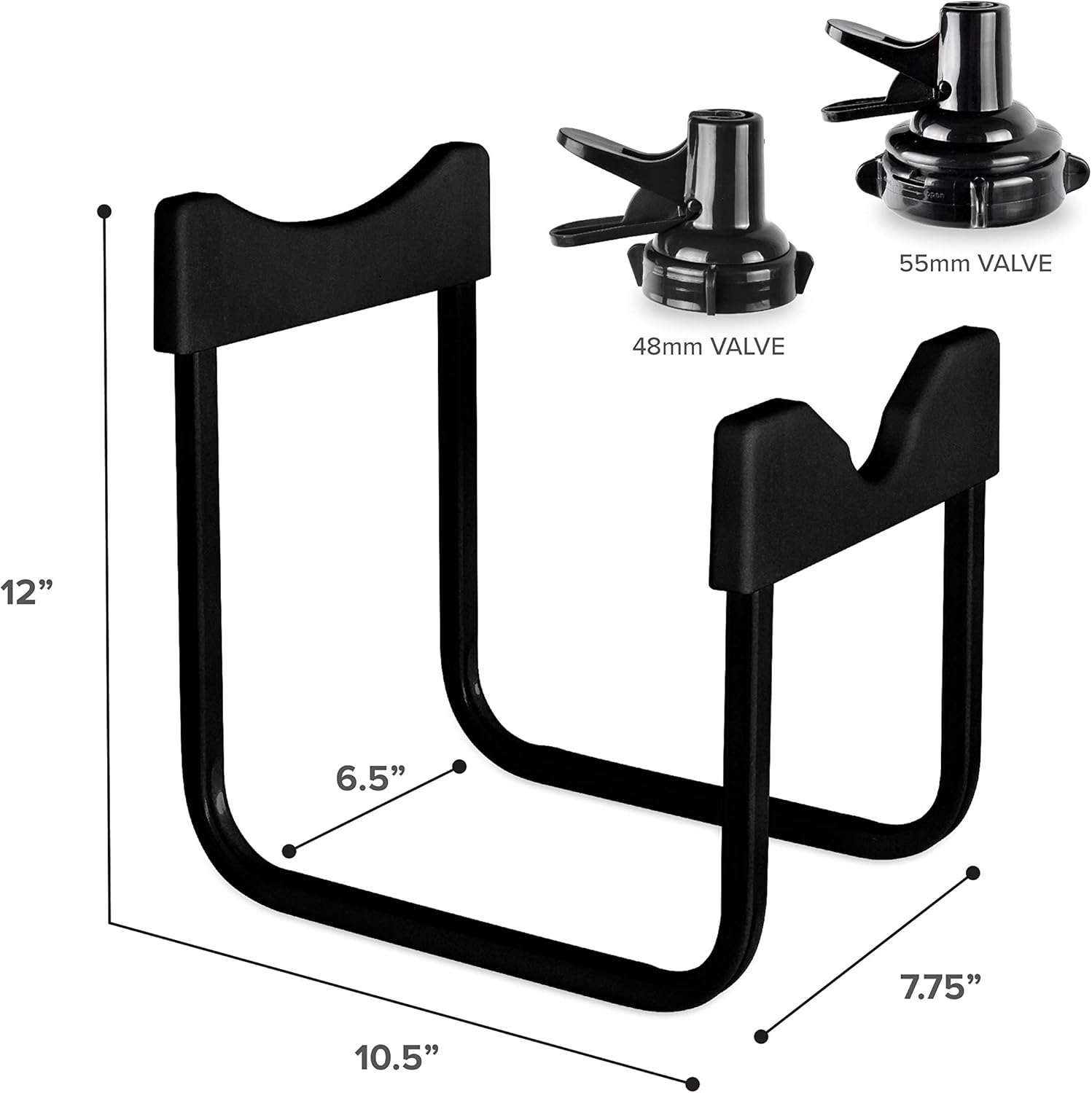 Brio Stainless Steel 3-5 Gallon Water Jug Stand and 2 Dispenser Valves, Rust-Resistant Non Slip Water Stand with BPA Free Fast Flow Water Spout Fits BOTH 48mm and 55mm Bottles 2 CAPS INCLUDED (Black) - Image 3