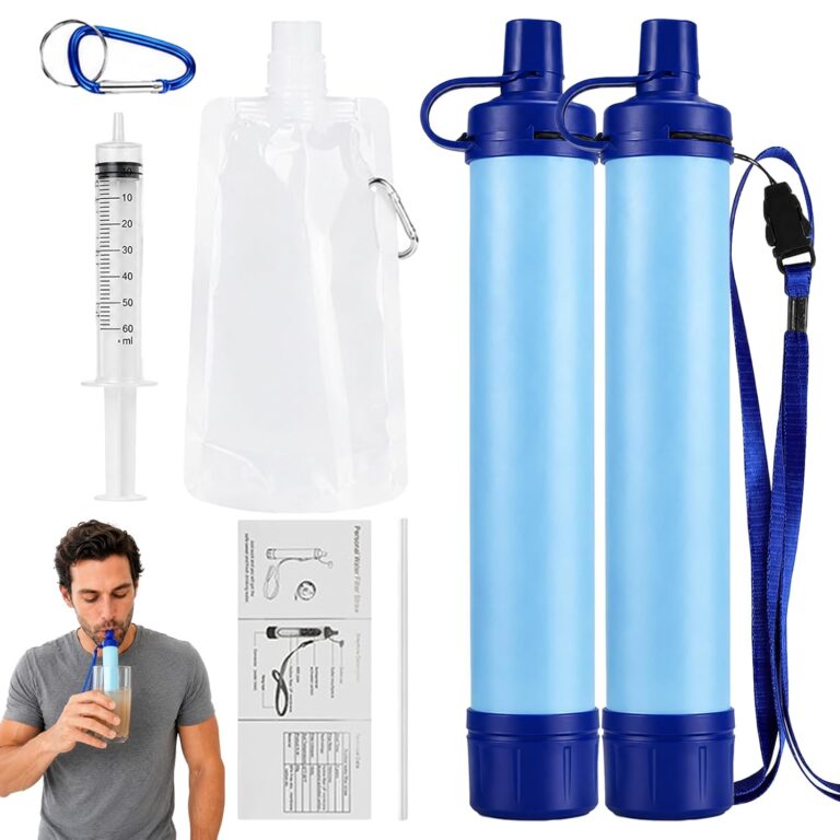 Emergency Water Filter Straw 1500 Gal, Portable, Lightweight, for Hiking, Camping, Travel (2PCS)
