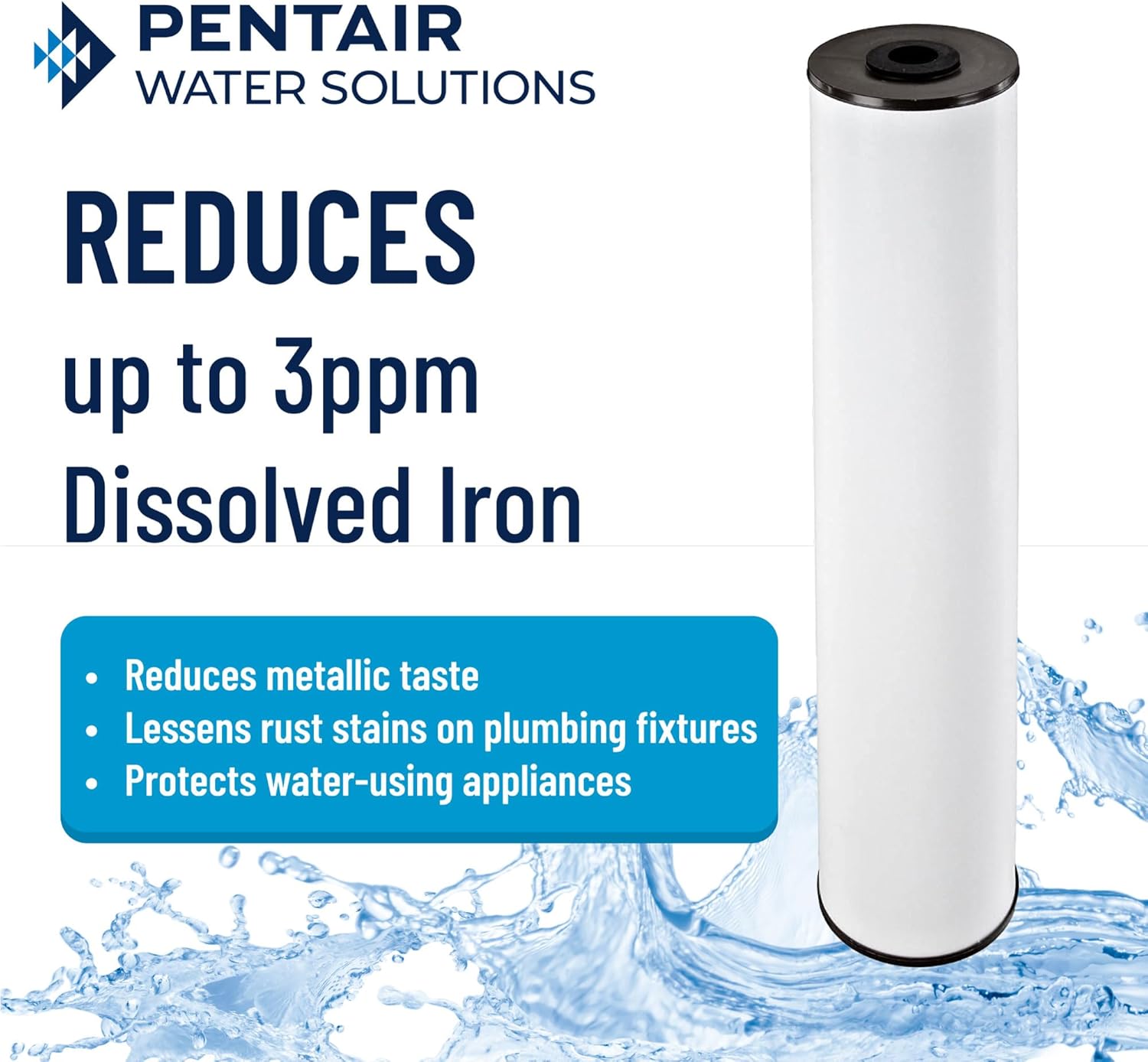 Pentair Pentek RFFE20-BB Big Blue Water Filter, 20-Inch, Whole House Radial Flow Iron Reduction Replacement Cartridge, 20" x 4.5", White - Image 3