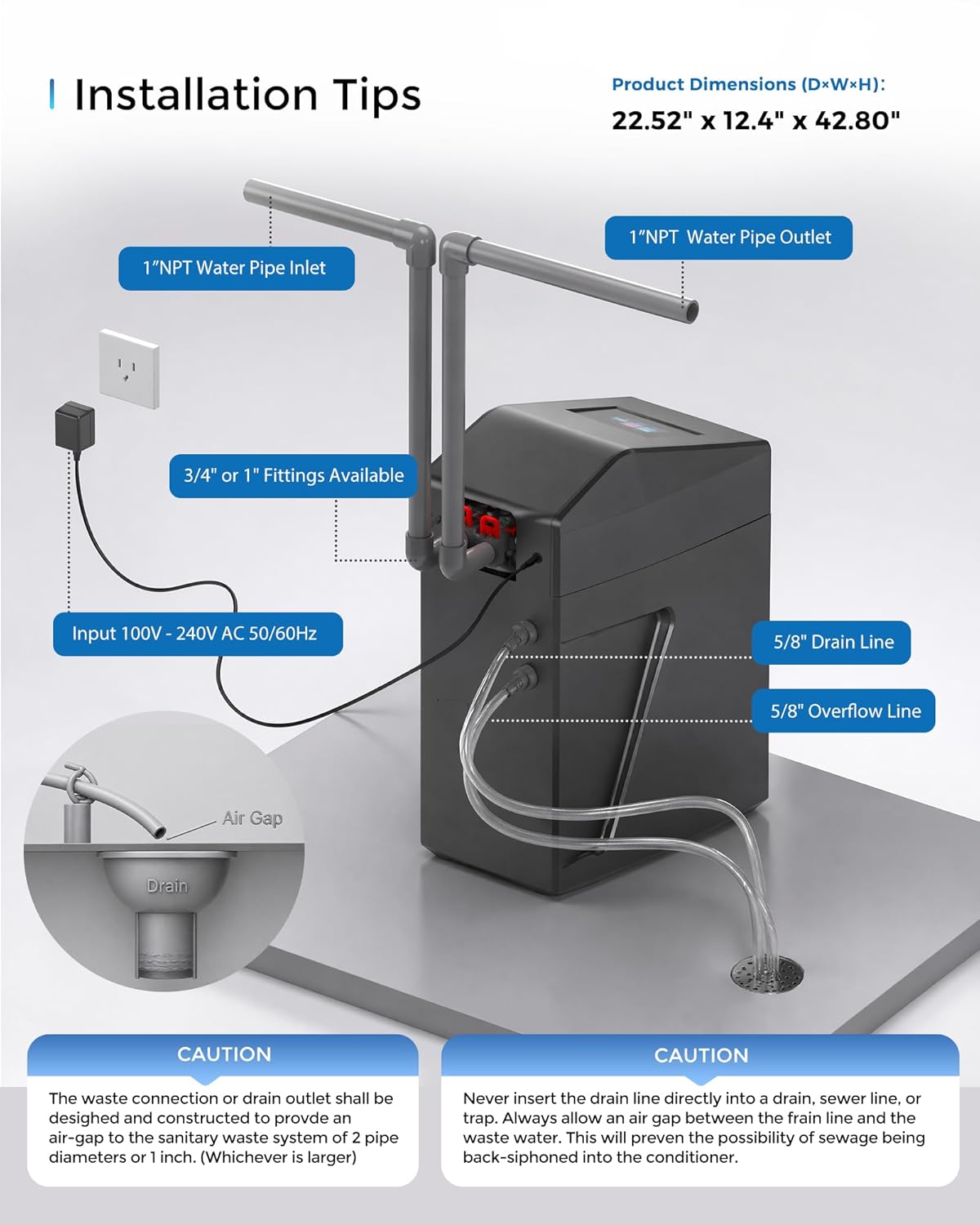 Water Softener System, 40,000 Grain Smart Whole House Water Softener with 5" Touchscreen, App Control, Up-Flow Regeneration, Salt Reminder & Vacation Mode, CS32-1035 - Image 7