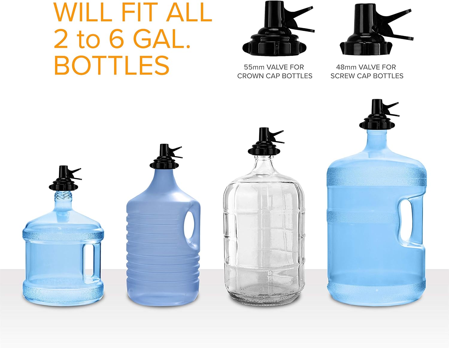 Brio Stainless Steel 3-5 Gallon Water Jug Stand and 2 Dispenser Valves, Rust-Resistant Non Slip Water Stand with BPA Free Fast Flow Water Spout Fits BOTH 48mm and 55mm Bottles 2 CAPS INCLUDED (Black) - Image 6