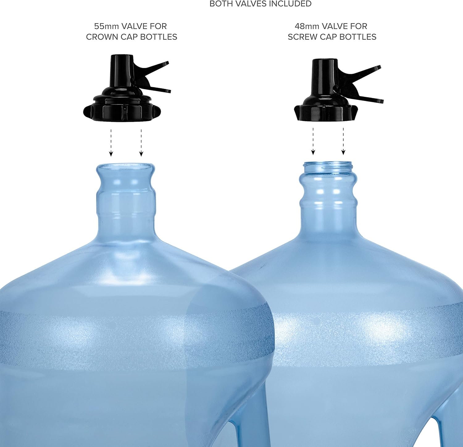 Brio Stainless Steel 3-5 Gallon Water Jug Stand and 2 Dispenser Valves, Rust-Resistant Non Slip Water Stand with BPA Free Fast Flow Water Spout Fits BOTH 48mm and 55mm Bottles 2 CAPS INCLUDED (Black) - Image 4