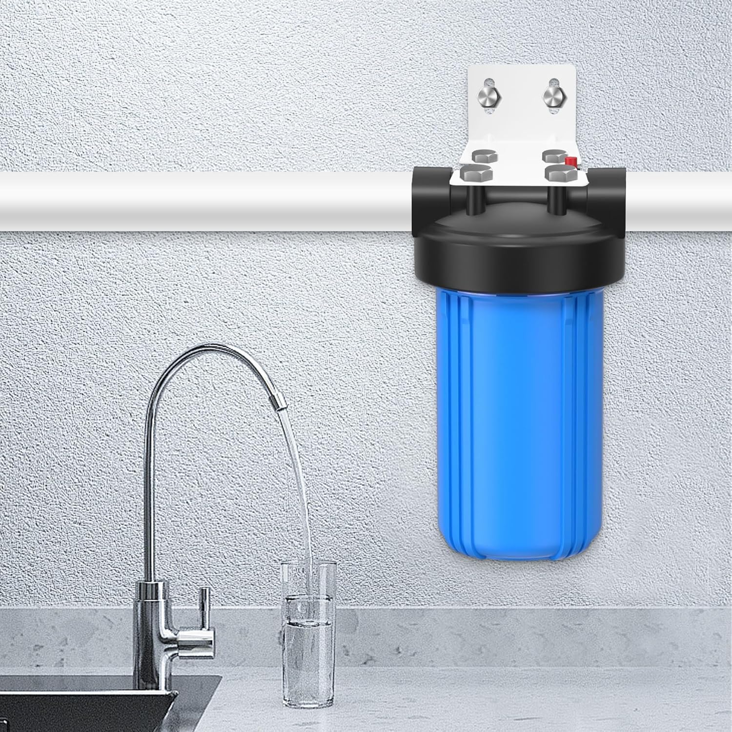 Mounting Bracket for 10" and 20" Water Filter, Metal Housing Fixed Bracket for 10" and 20" Water Filter, White - Image 6