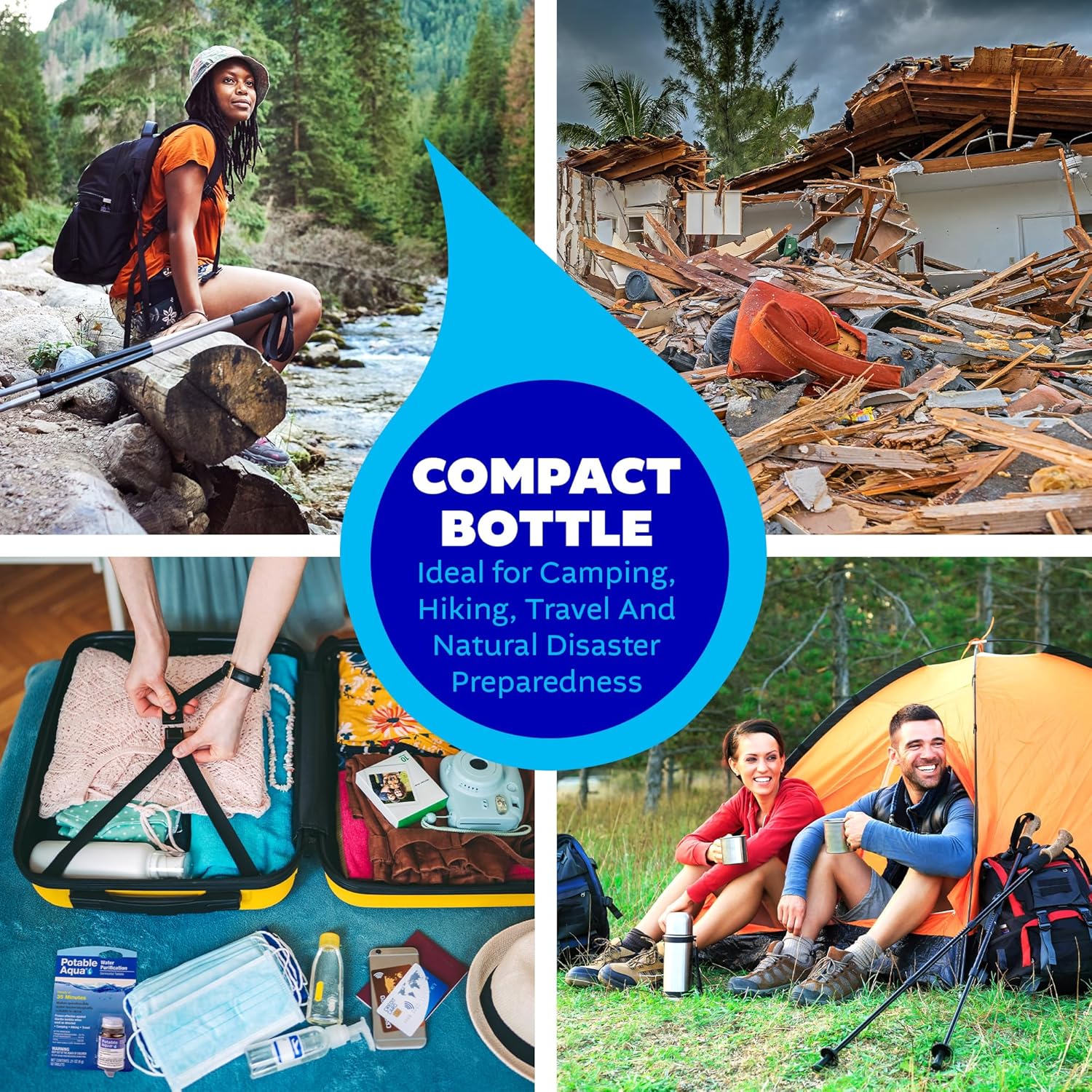 Potable Aqua Water Purification Tablets, Portable and Effective Water Purification Solution for Camping, Hiking, Emergencies, Natural Disasters and International Travel, Two 50ct Bottles, Blue - Image 4